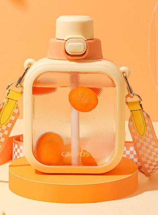 Cute Flat Bottles with Straw and Strap - view 10