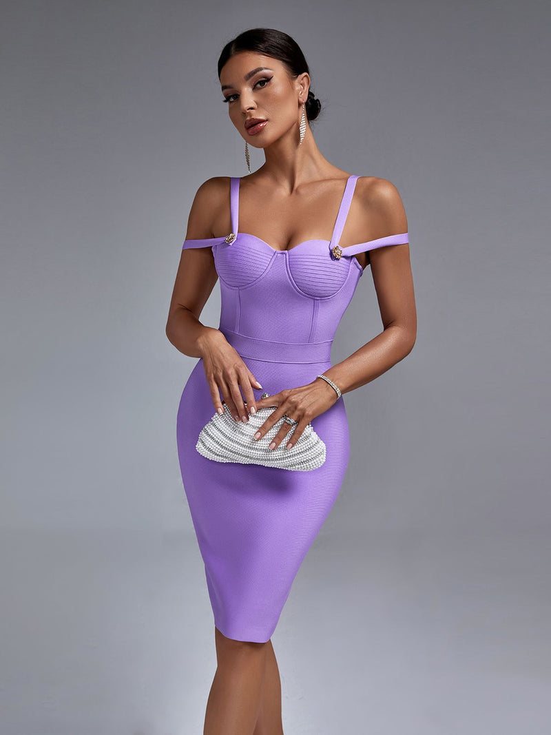 Gorgeous Spaghetti Strap Lilac Bodycon Outfit, ibuyxi.com