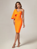 High Quality Ruffle Orange Bodycon Dress, ibuyxi.com