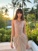 Twist Tunic Draped Maxi Dress