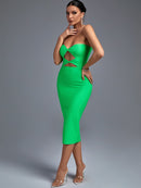 Cut Out Midi Bandage Green Bodycon Dress, ibuyxi.com