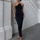 Black Floral Applique Maxi Dress With Sleeveless Design - view 4