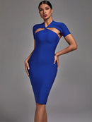 Elegant Black Cut Out Midi Bodycon Dress, ibuyxi.com