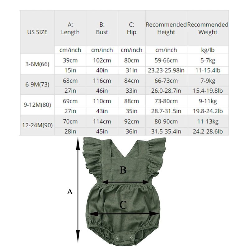 Linen Ruffles Baby Romper