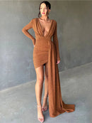 Mozision Autumn Elegance Irregular Maxi Dress, iBuyxi.com