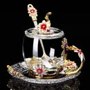 Rose Mug & Enamel Crystal Flower Tea Tumbler, ibuyxi.com