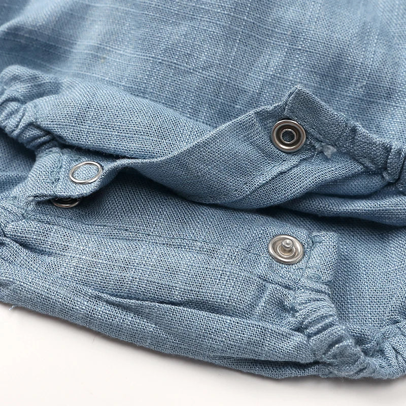 Linen Ruffles Baby Romper