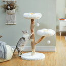 Modern Wood Flower Cushion Cat Tower