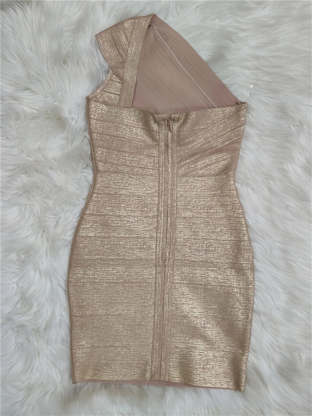 One Shoulder Foiling Print Rayon Bandage Dress, ibuyxi.com