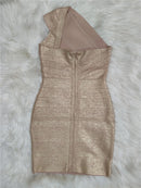 One Shoulder Foiling Print Rayon Bandage Dress, ibuyxi.com