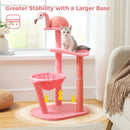 Flamingo Pink Cat Tower with Hammock