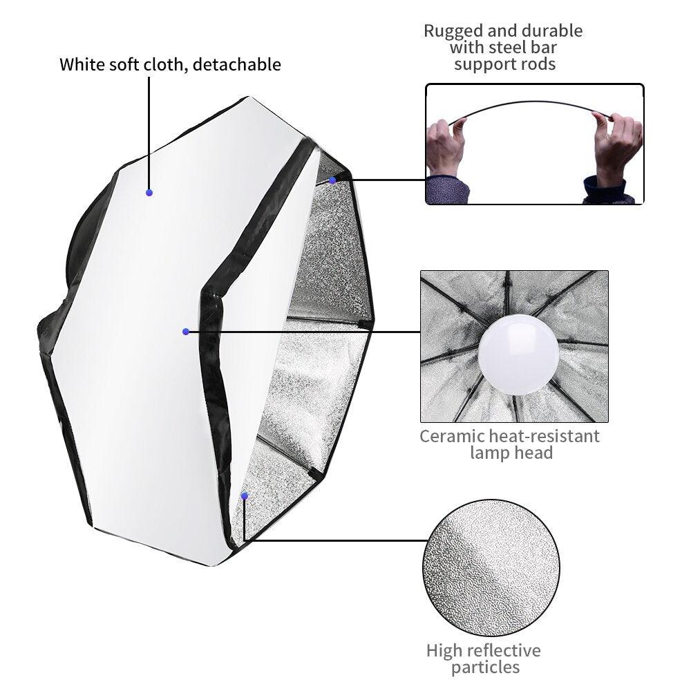 SH 70cm Octagon Softbox LED Flash Setup Kit - view 2