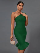 Orange Mermaid Midi Bandage Bodycon Dress, ibuyxi.com