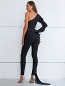 Long Sleeve Black Two Piece Flared Pant Set, iBuyxi.com