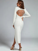 Crystal Long Bandage Evening Dress