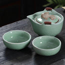 Portable Ceramic Travel Tea Set 1 Teapot & 2 Tea Cups, iBuyXi.com