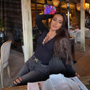 Long Sleeve Slim V-Neck Bandage Bodysuit, ibuyxi.com