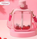 Cute Flat Bottles with Straw and Strap, iBuyXi.com
