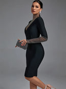 Black Long Sleeve Bandage Bodycon Dress, ibuyxi.com