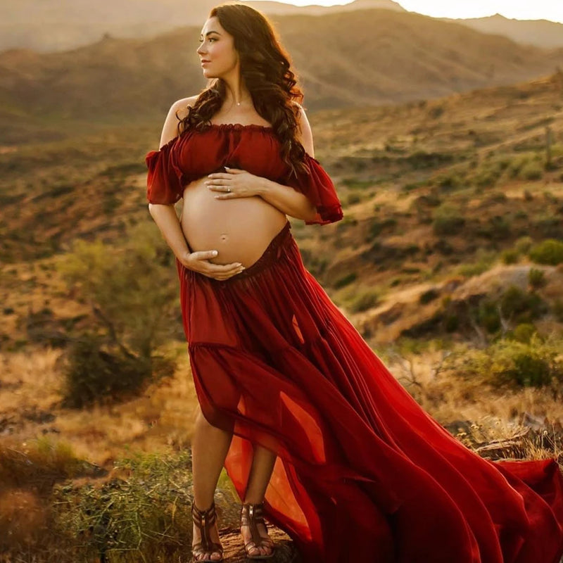 Boho Chiffon Dress for Maternity Photography