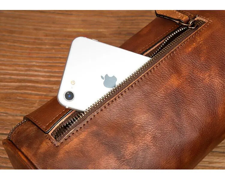 Round Vintage Leather Satchel