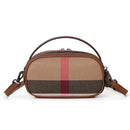 Plaid Round Leather Crossbody Bag