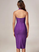 Purple Ribbed Bodycon Midi Bandage Dress, ibuyxi.com