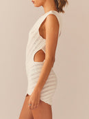 One Shoulder Bodycon Crochet Mini Dress - view 3