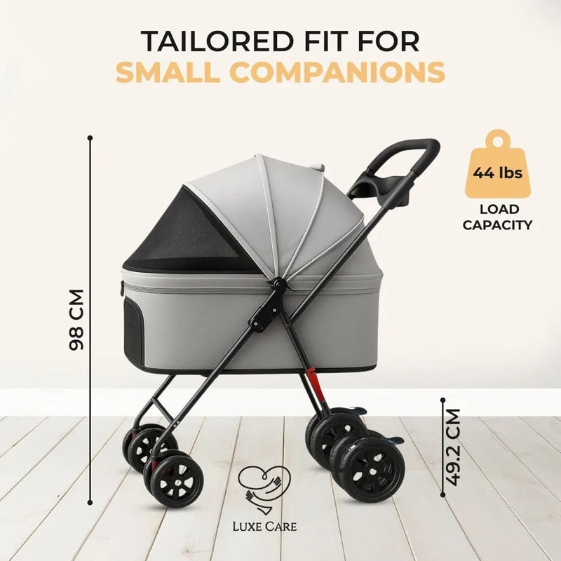 Mesh Canopy Foldable Pet Stroller