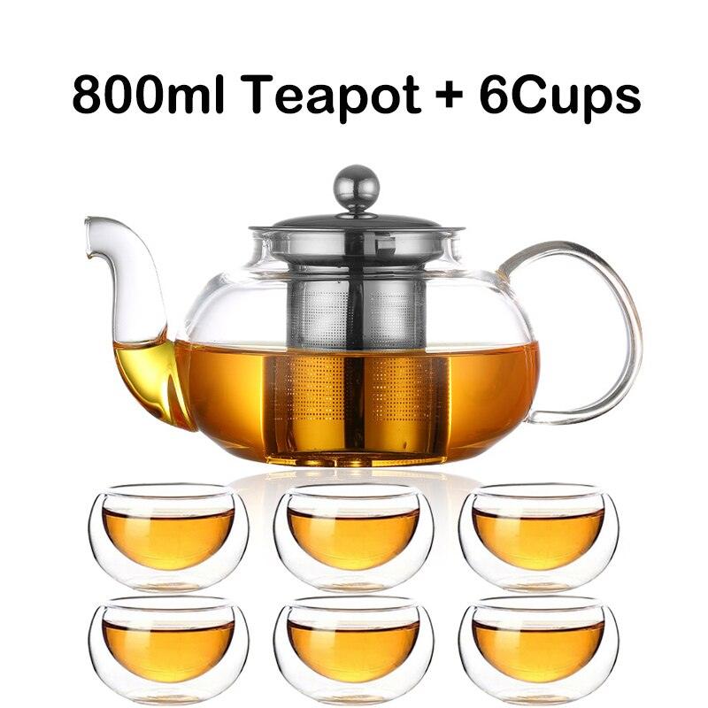 Heat Resistant Glass Tea Set Teapot 6 Cups - view 3
