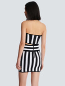 Striped Backless Mini Skirt Set