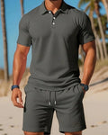 Casual Comfortable Breathable Short Sleeve Shirt Short Set, iBuyXi.com