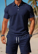 Casual Comfortable Breathable Short Sleeve Shirt Short Set, iBuyXi.com