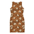 Burnt Umber Daisies Bodycon Dress, iBuyXi.com