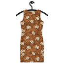Burnt Umber Daisies Bodycon Dress, iBuyXi.com