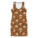 Burnt Umber Daisies Bodycon Dress, iBuyXi.com