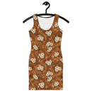 Burnt Umber Daisies Bodycon Dress, iBuyXi.com