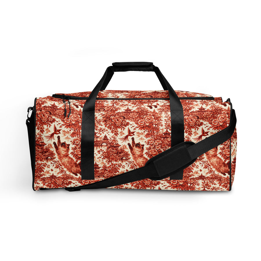 Siamese Cat Floral Duffle Bag