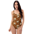 Burnt Umber Daisies One-Piece Swimsuit, iBuyXi.com