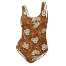 Burnt Umber Daisies One-Piece Swimsuit, iBuyXi.com