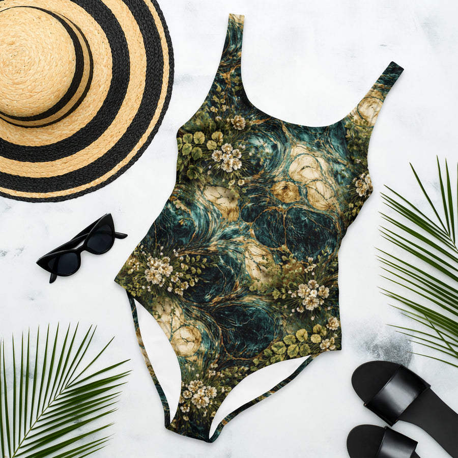 Verdigris Marble One-Piece Swimsuit