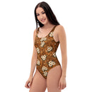 Burnt Umber Daisies One-Piece Swimsuit, iBuyXi.com