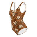 Burnt Umber Daisies One-Piece Swimsuit, iBuyXi.com