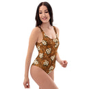 Burnt Umber Daisies One-Piece Swimsuit, iBuyXi.com