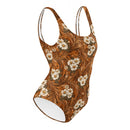 Burnt Umber Daisies One-Piece Swimsuit, iBuyXi.com