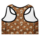 Burnt Umber Daisies Padded Sports Bra, iBuyXi.com