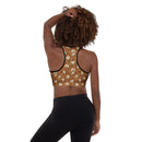 Burnt Umber Daisies Padded Sports Bra, iBuyXi.com