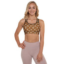 Burnt Umber Daisies Padded Sports Bra, iBuyXi.com