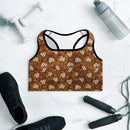 Burnt Umber Daisies Padded Sports Bra, iBuyXi.com
