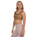 Burnt Umber Daisies Padded Sports Bra, iBuyXi.com